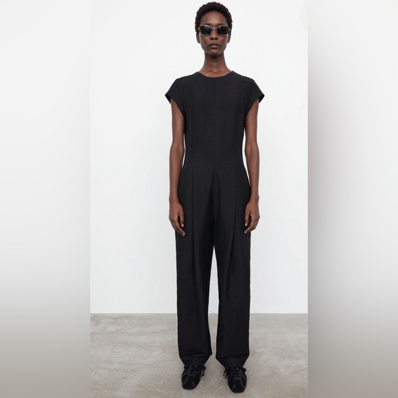 Toteme Linen Blend Jumpsuit Black - Picture 3 of 15
